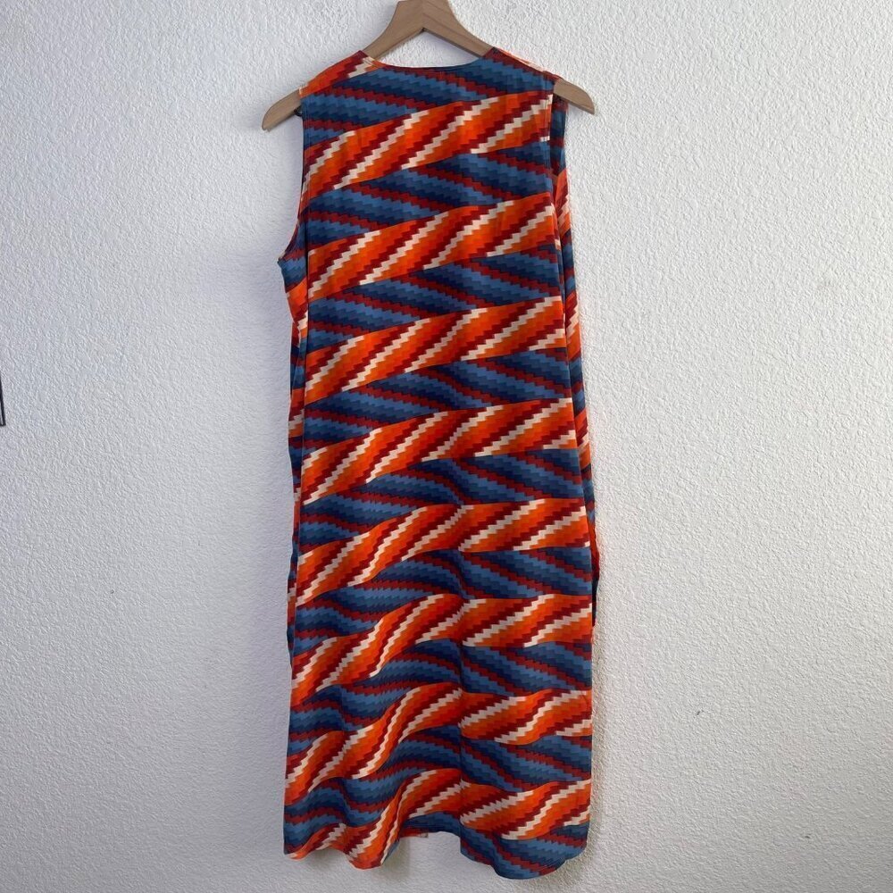 LuLaRoe Joy Duster Vest – Medium, Zig-Zag Orange/Blue/Red, Longline Sleeveless - Picture 9 of 9